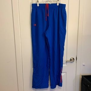 Under Armour track pants, size XL, loose fit, blue